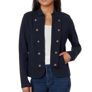 Tommy Hilfiger Navy Military Band Jacket Gold Buttons Cropped Size Medium